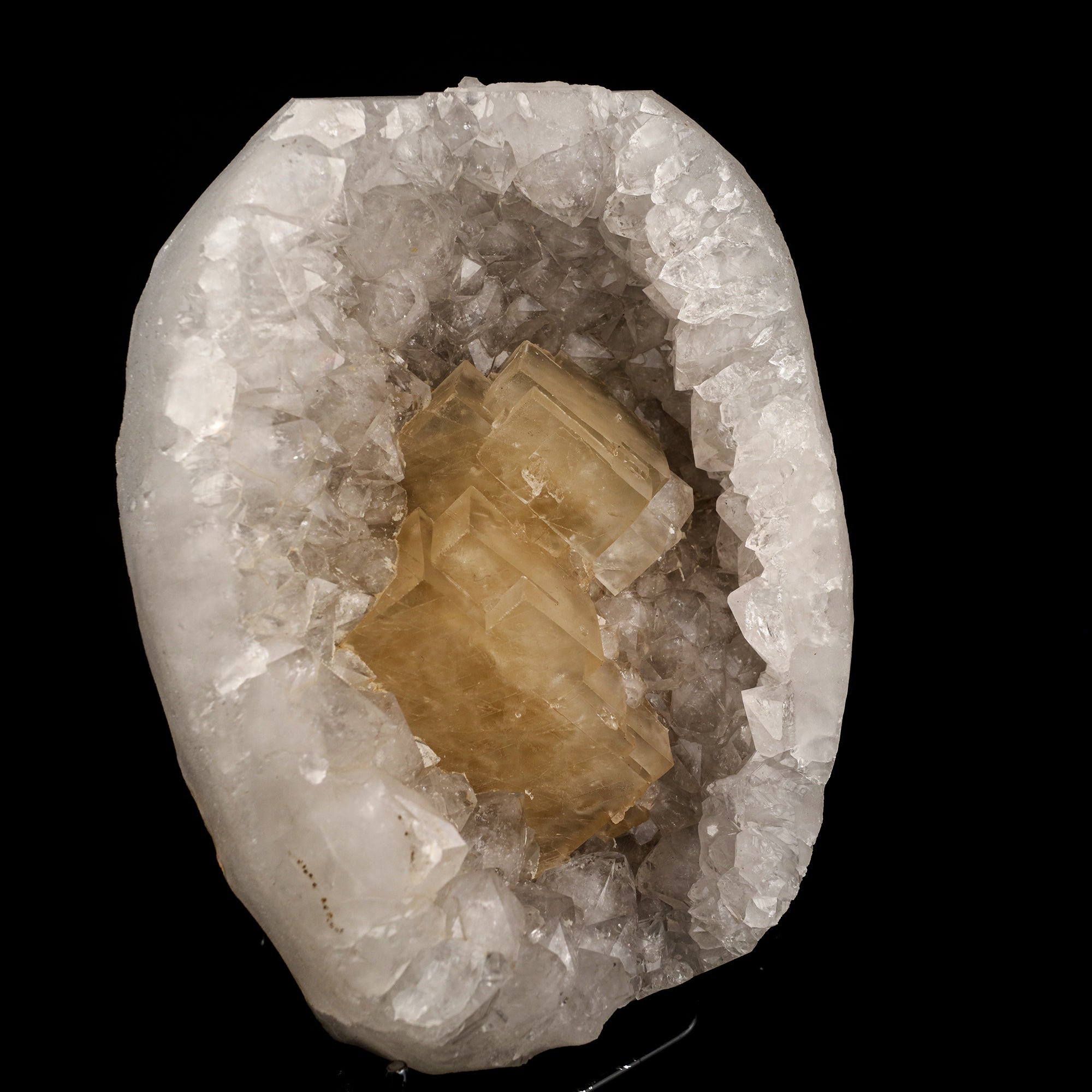 Calcite Crystals on Sparkling MM Quartz Stalactite Natural Mineral Specimen # B 6153