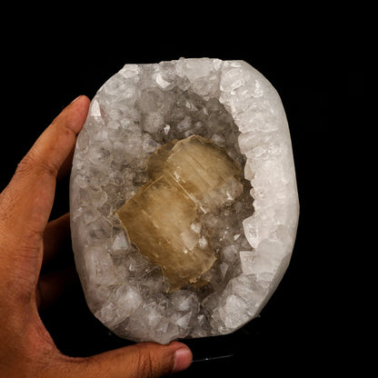 Calcite Crystals on Sparkling MM Quartz Stalactite Natural Mineral Specimen # B 6153