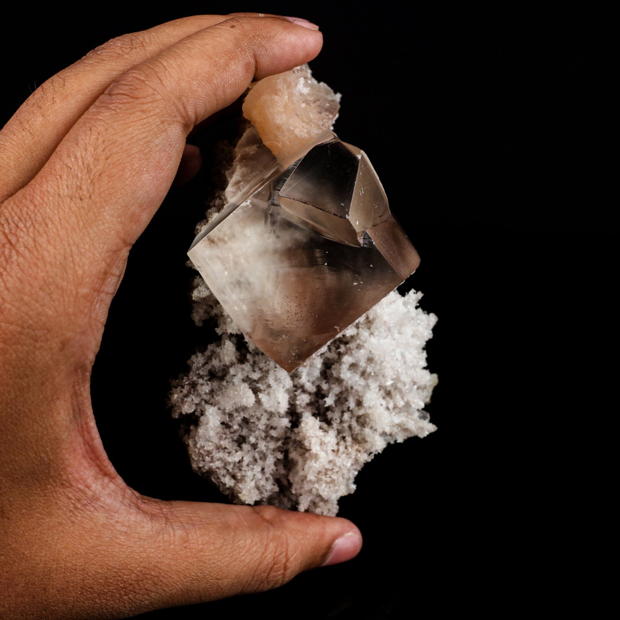 Calcite Cube with Stilbite and Chalcedony Natural Mineral Specimen # B 6495