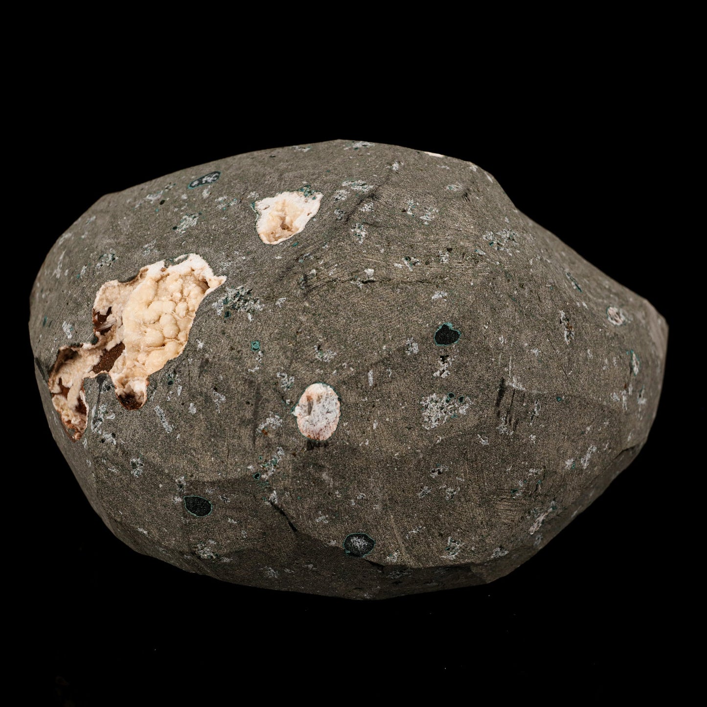 Calcite Cube with stilbite inside Chalcedony Geode Natural Mineral Specimen # B 5894