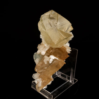 Calcite Golden Color with Stilbite Natural Mineral Specimen # B 6616