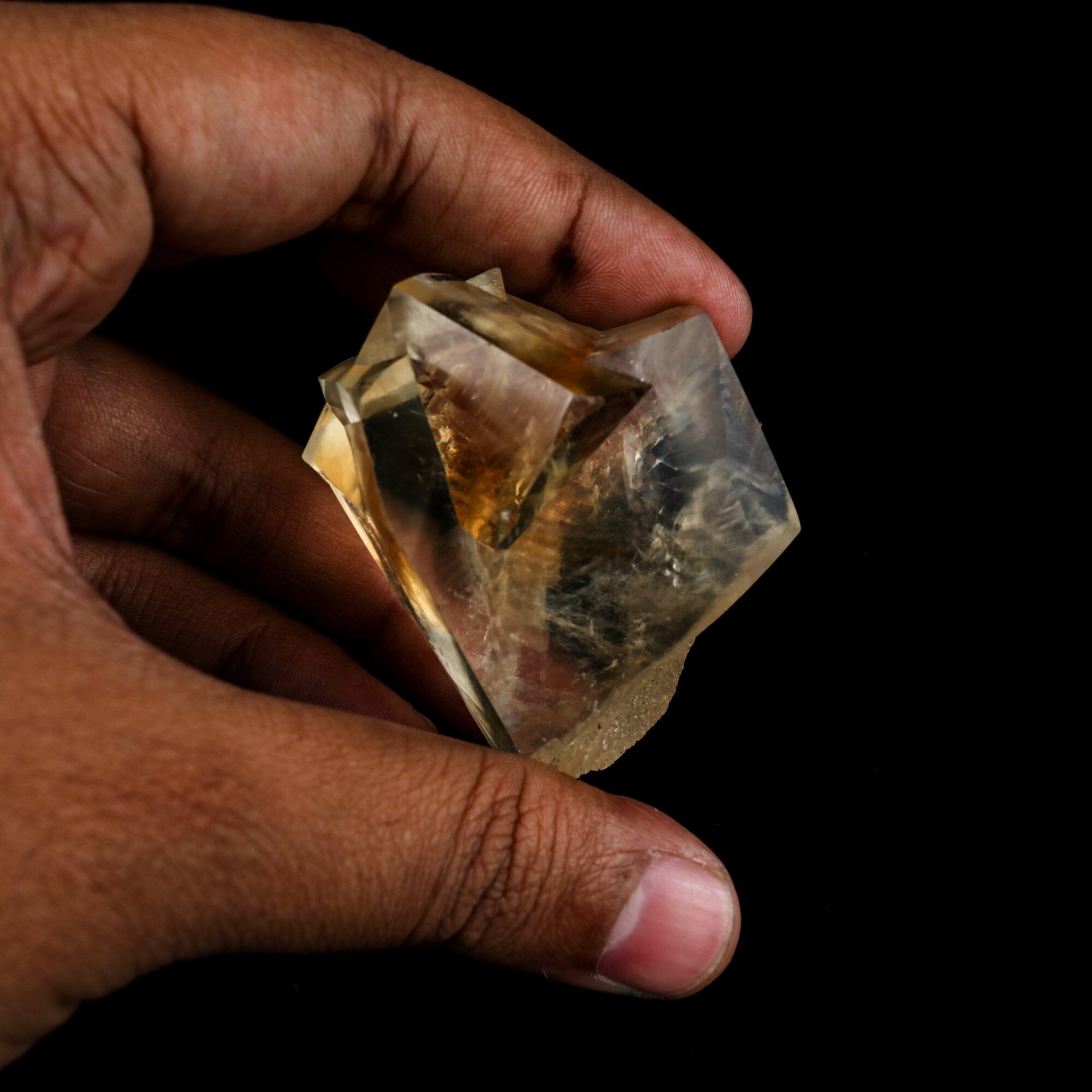 Calcite Terminated Golden Color Natural Mineral Specimen # B 6484