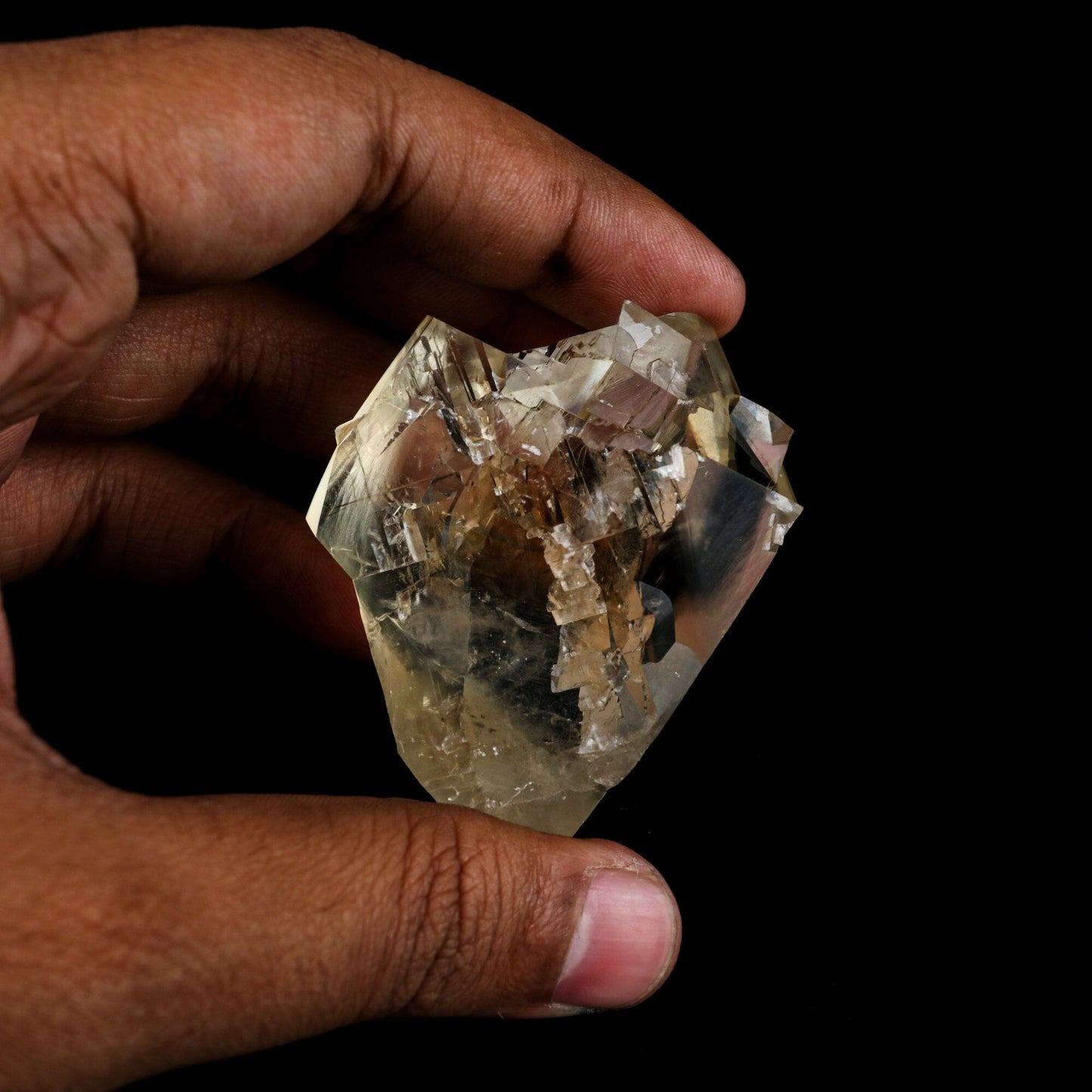 Calcite Terminated Golden Color Natural Mineral Specimen # B 6484