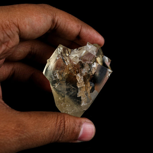 Calcite Terminated Golden Color Natural Mineral Specimen # B 6484