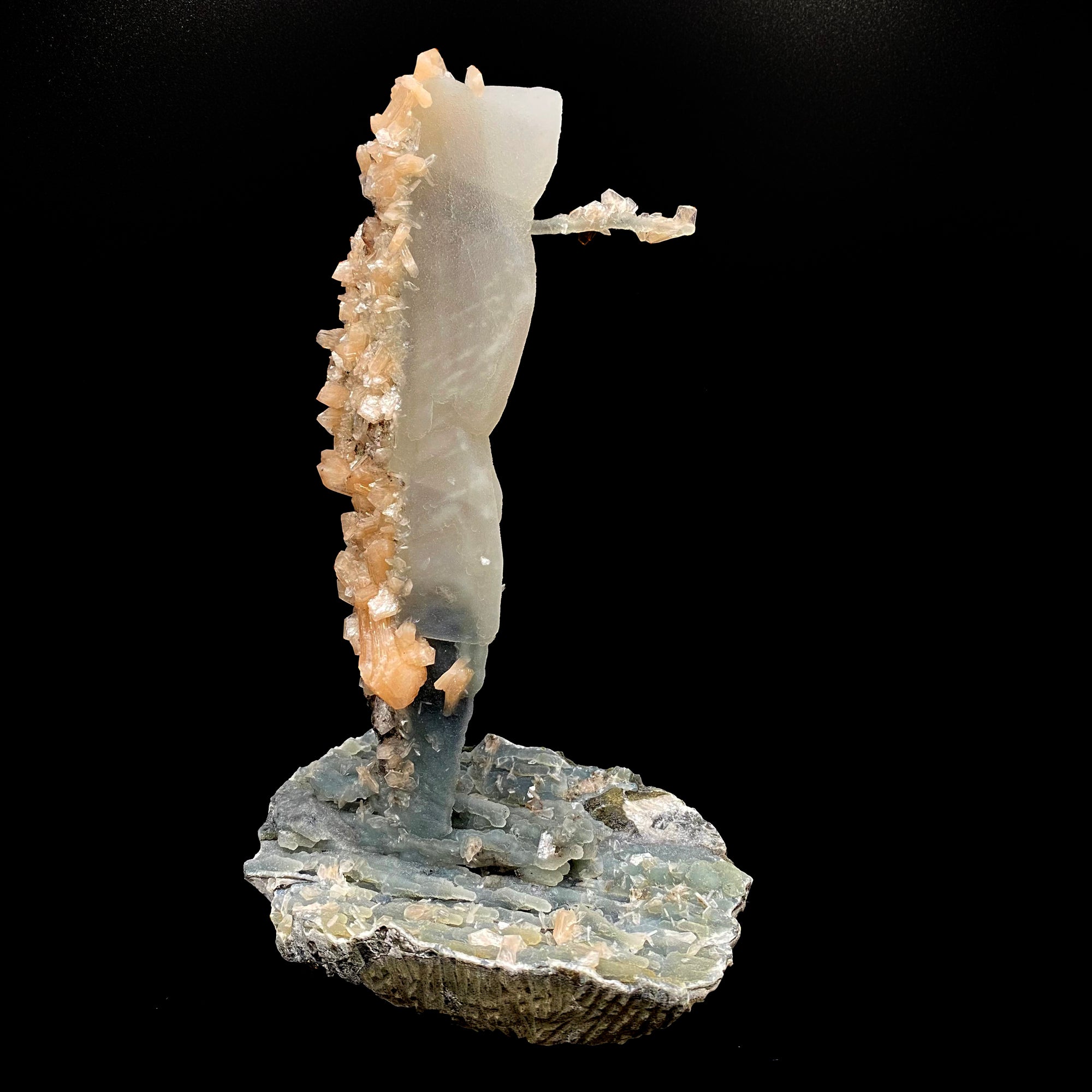 Calcite Tower with Stilbite and Chalcedony Natural Mineral Specimen ...