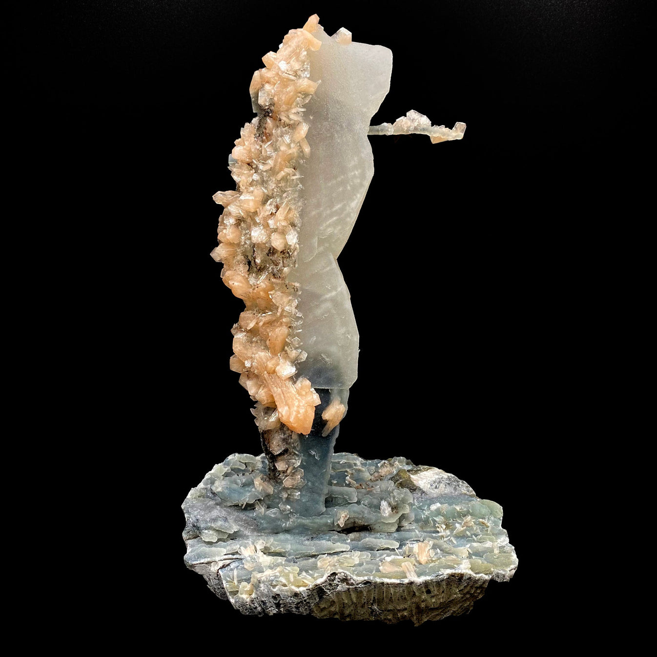 Calcite Tower with Stilbite and Chalcedony Natural Mineral Specimen ...