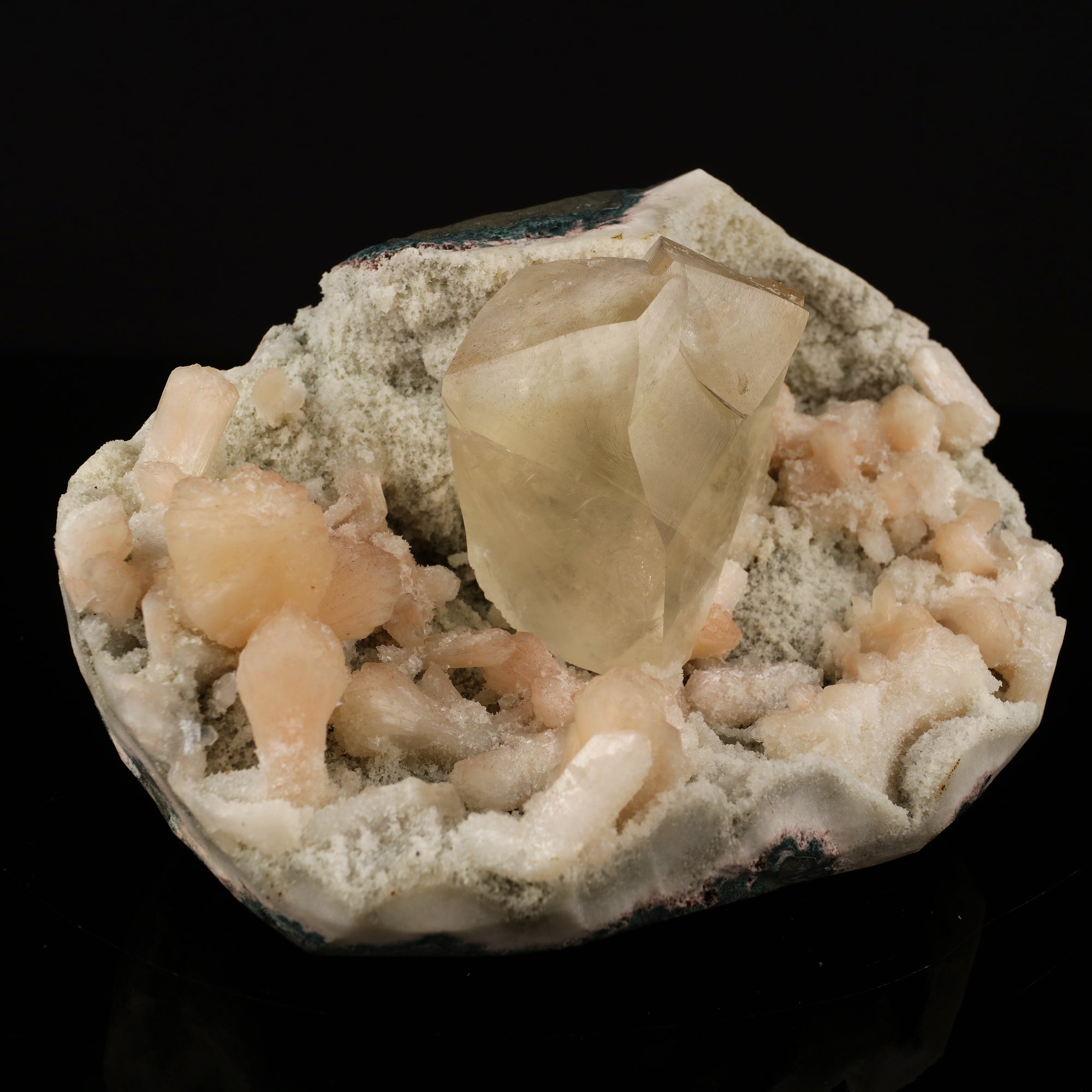 Calcite with Stilbite and Chalcedony Natural Mineral Specimen # B 5743