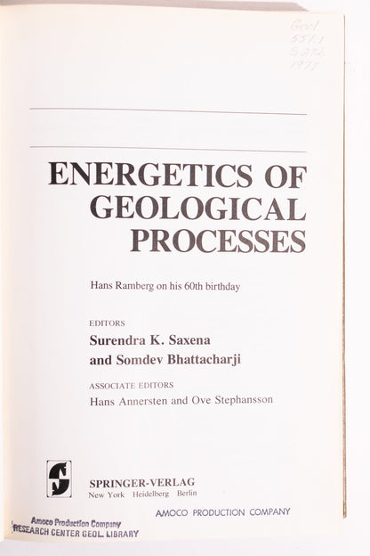 Energetics of Geological Processess Books Stemcell Science Shop