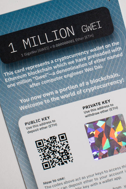 Ethereum Paper Wallet - Digital Collectible from Stemcell Science Shop