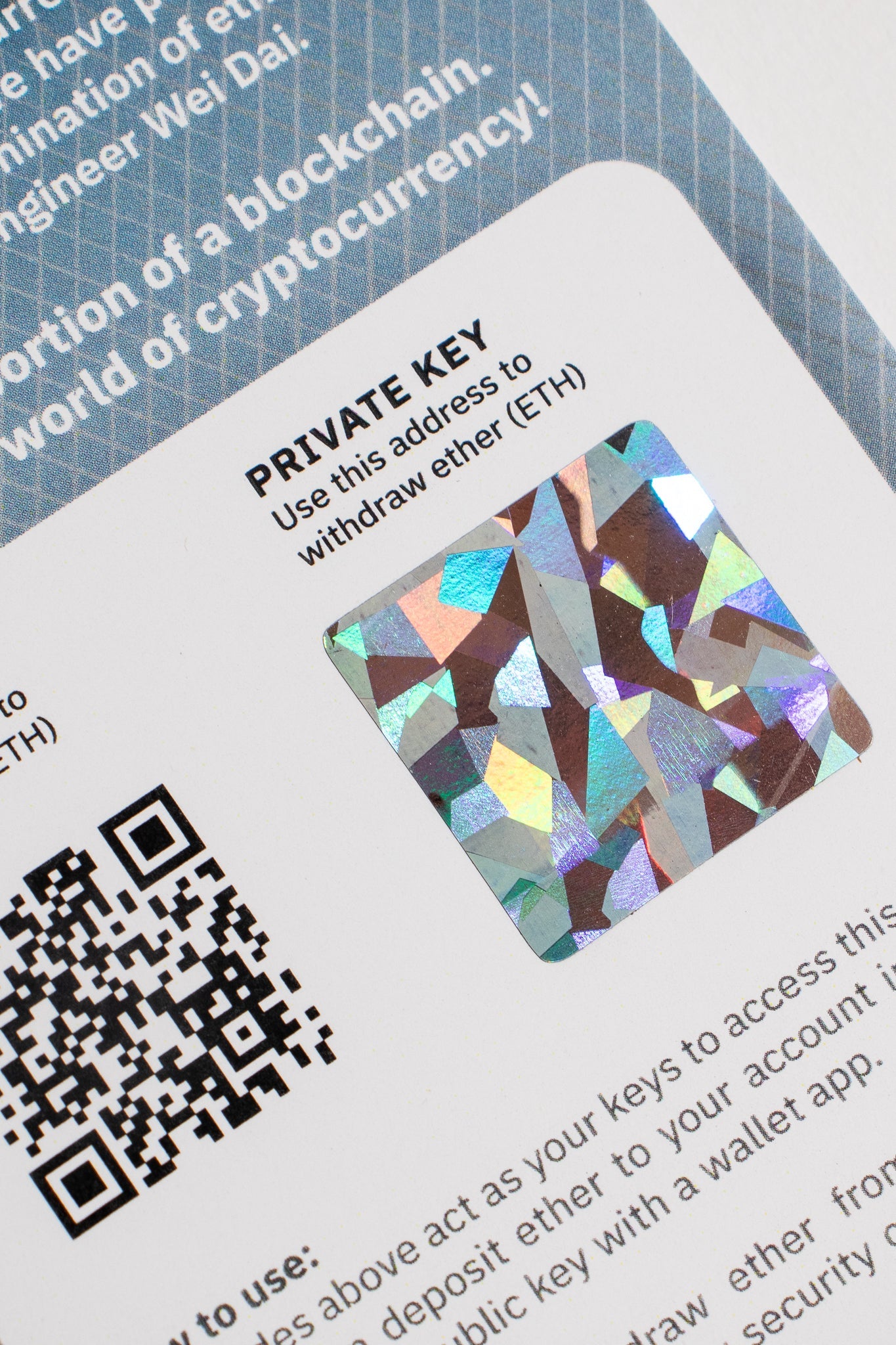 Ethereum Paper Wallet - Digital Collectible from Stemcell Science Shop