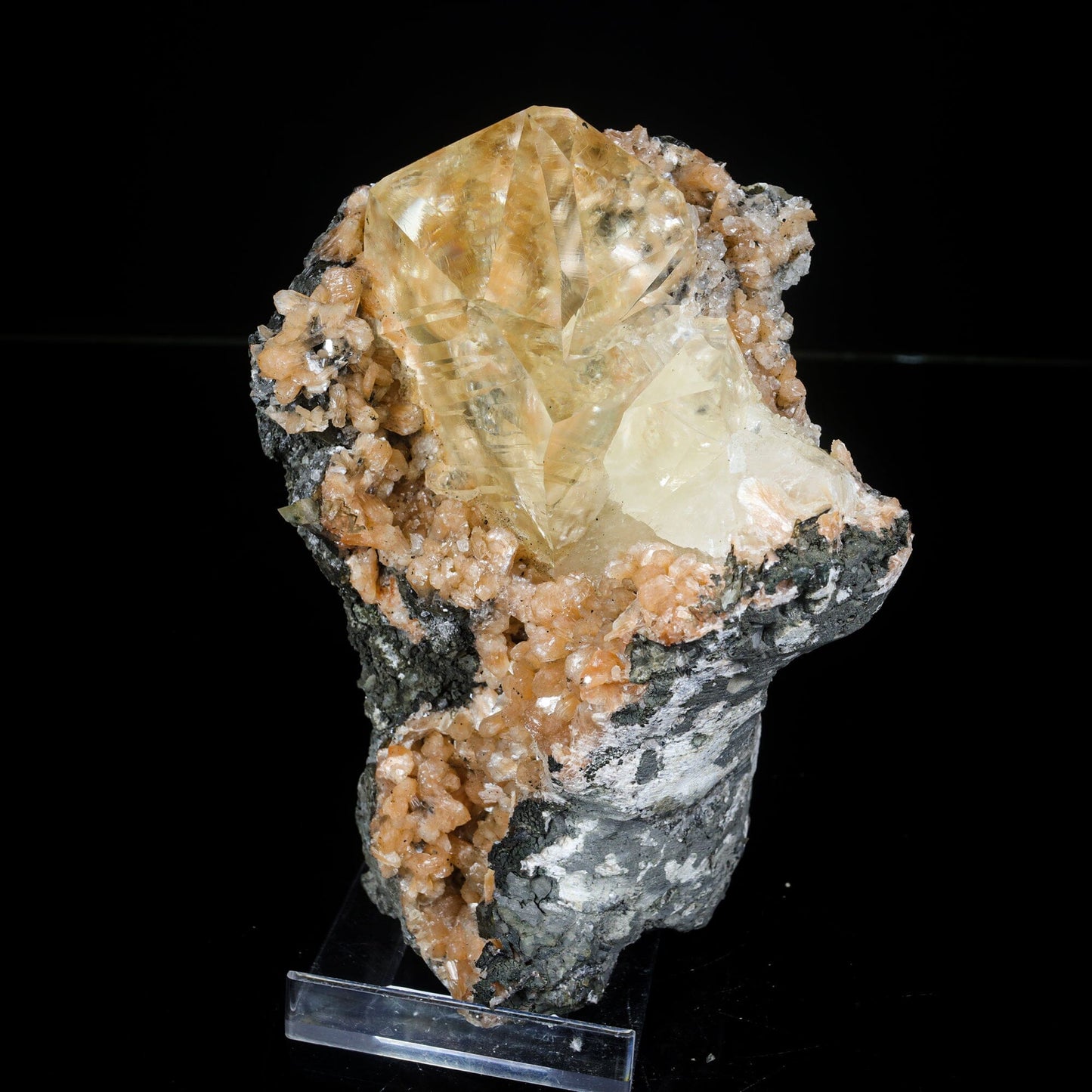 Extremely Rare Calcite with Stellerite Natural Mineral Specimen # B 7047