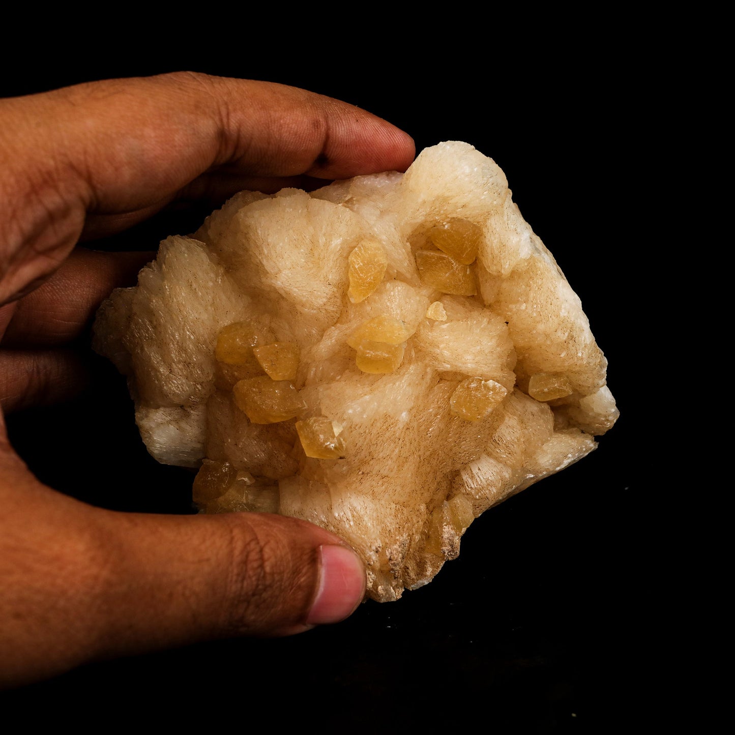 Fluorescent Calcite on Stilbite Free Standing Natural Mineral Specimen # B 6394