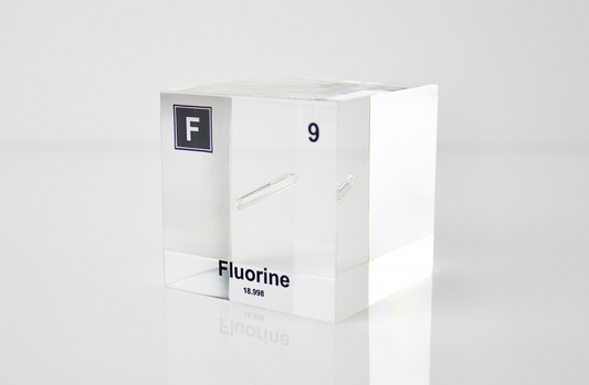 Fluorine Element Cube - 2" Acrylic Display - Atomic Number 9