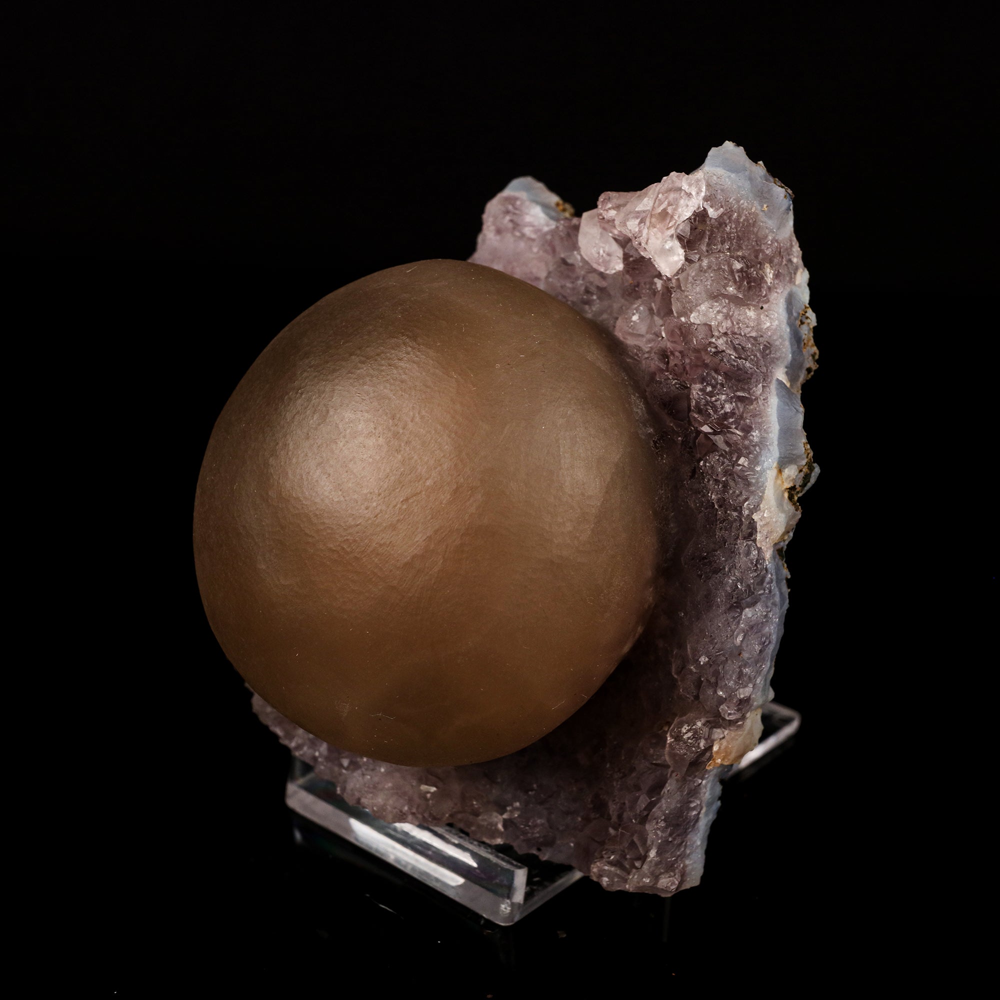 Fluorite Huge Ball on Amethyst Very Rare Natural Mineral Specimen # B 5759