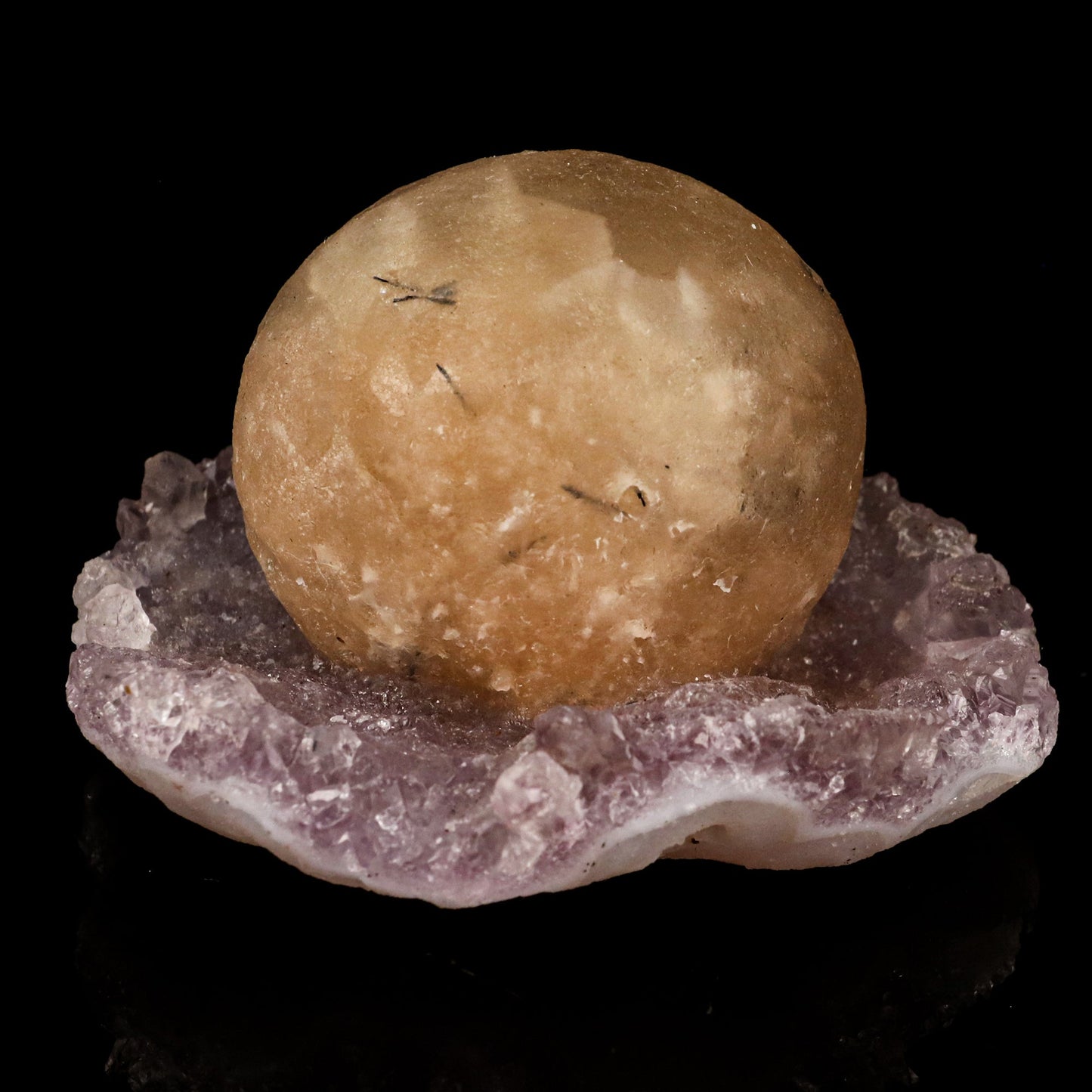 Fluorite Huge Ball on Amethyst Very Rare Natural Mineral Specimen # B 5789