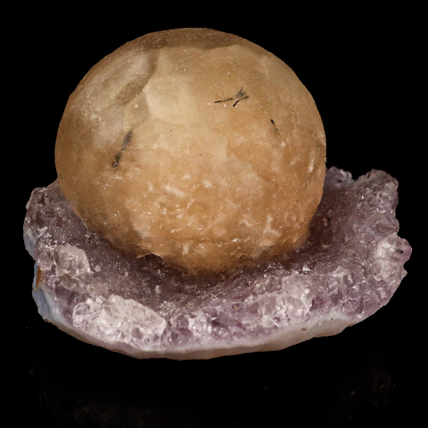 Fluorite Huge Ball on Amethyst Very Rare Natural Mineral Specimen # B 5789