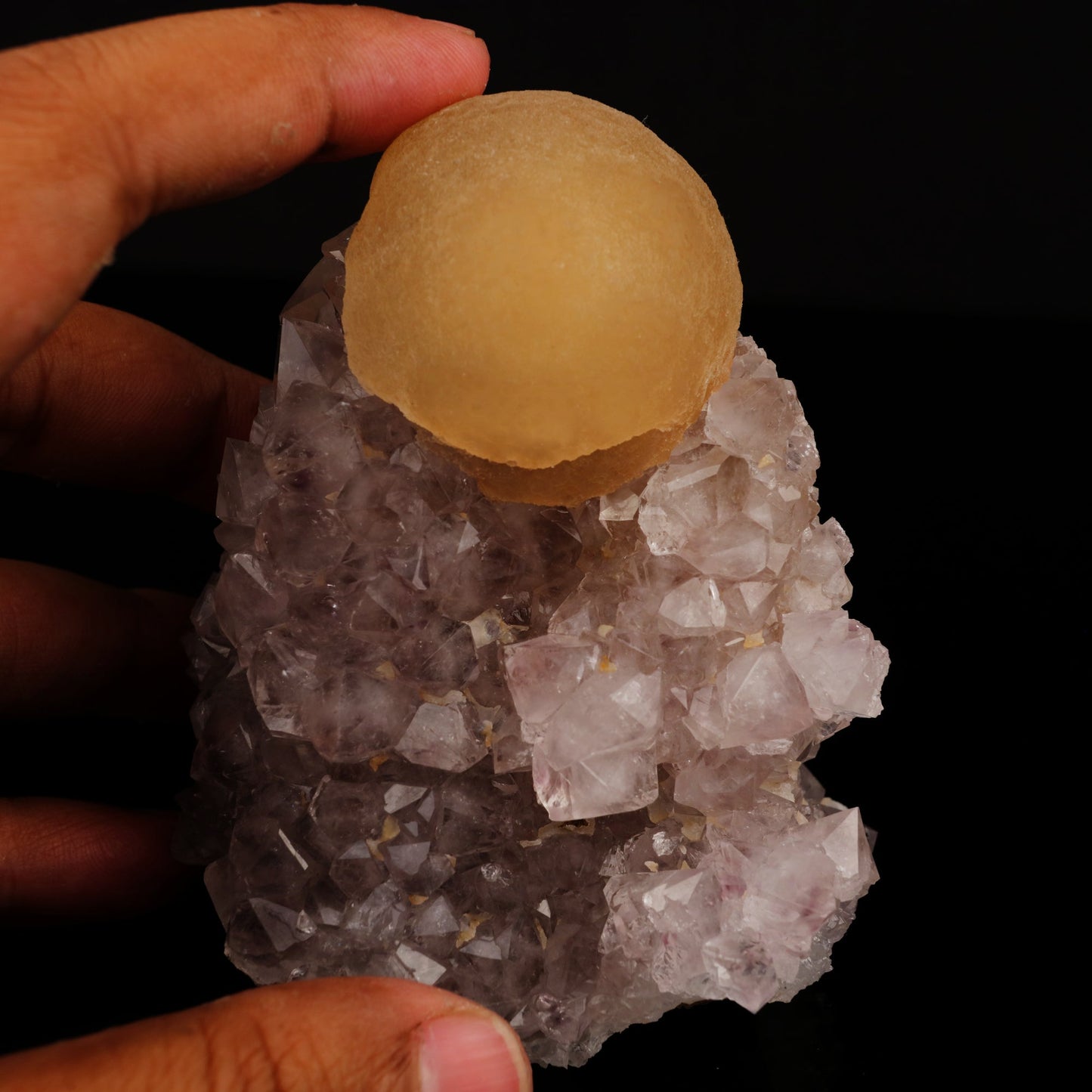 Fluorite on Amethyst Natural Mineral Specimen # B 5639