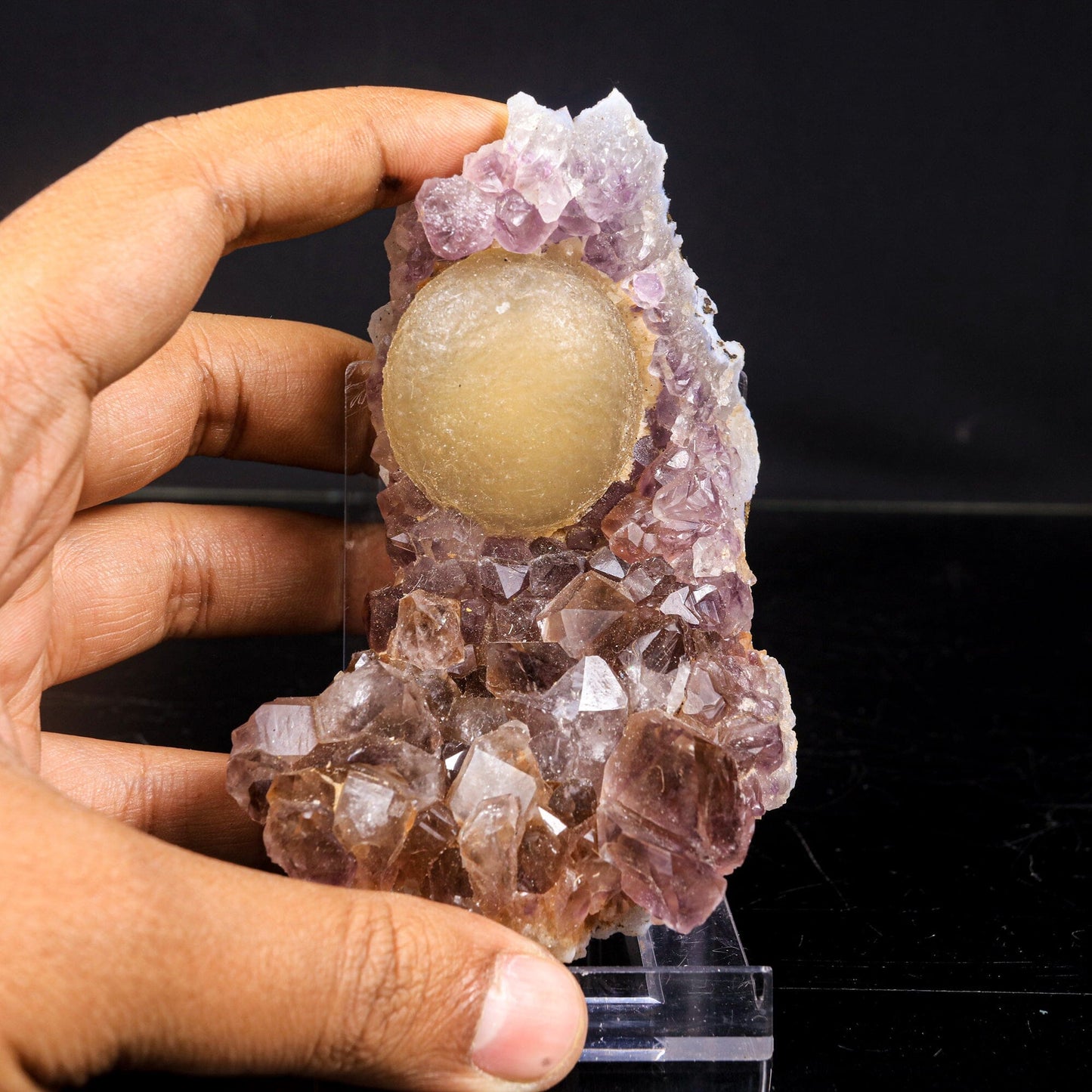Fluorite on Amethyst Natural Mineral Specimen # B 6991