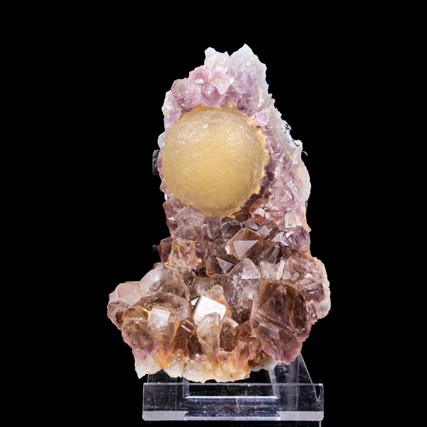 Fluorite on Amethyst Natural Mineral Specimen # B 6991