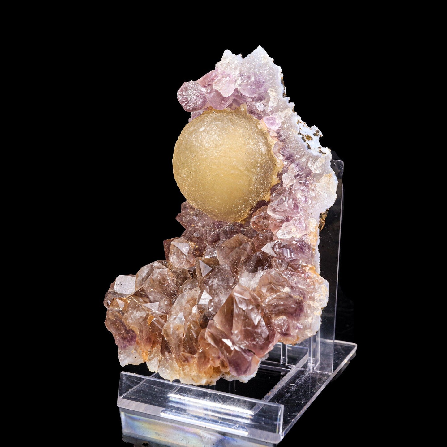 Fluorite on Amethyst Natural Mineral Specimen # B 6991