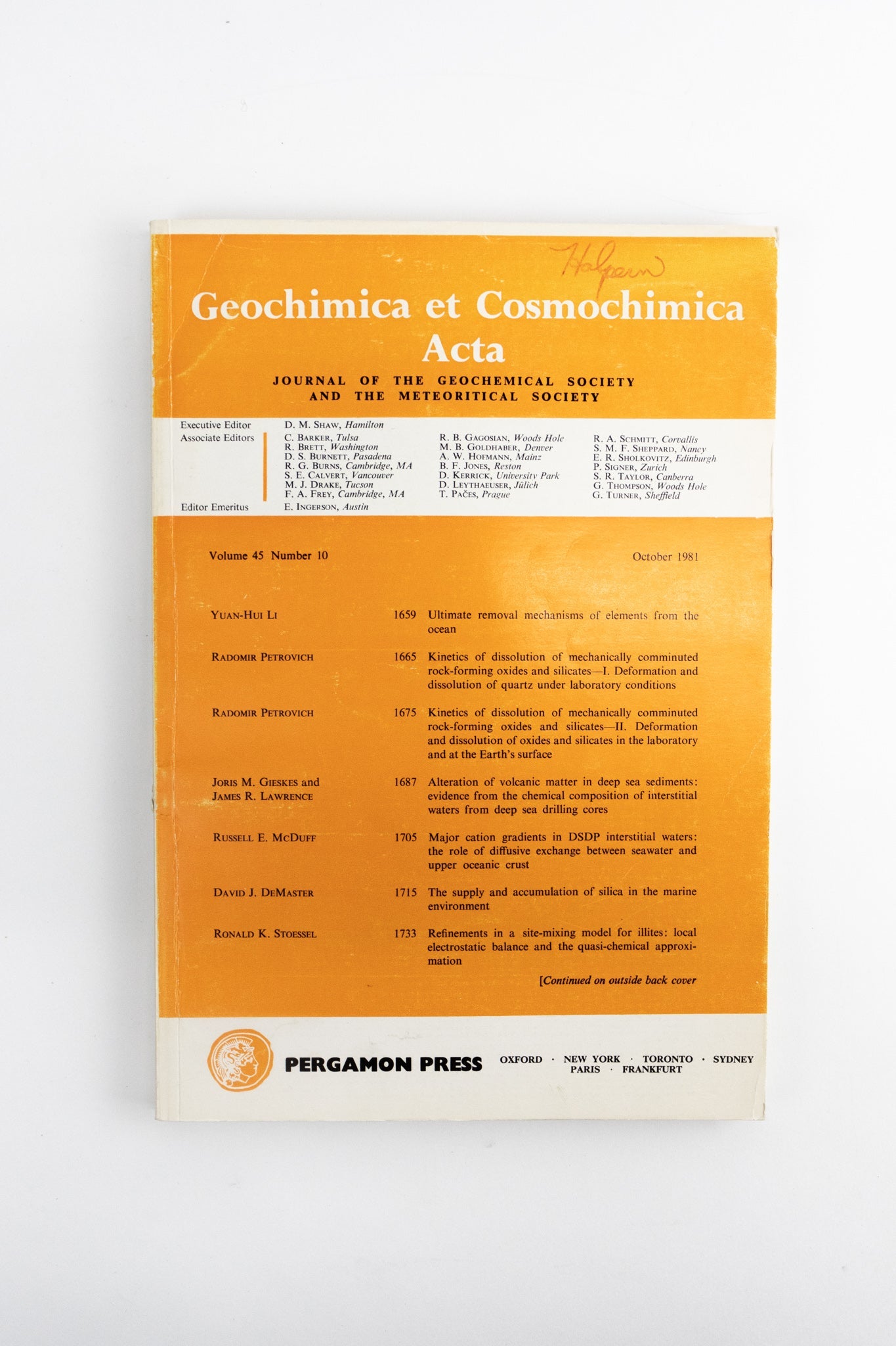 Geochimica et Cosmochimica Acta Journals, Vol. 43 (1979) All 12 issues at Stemcell Science Shop
