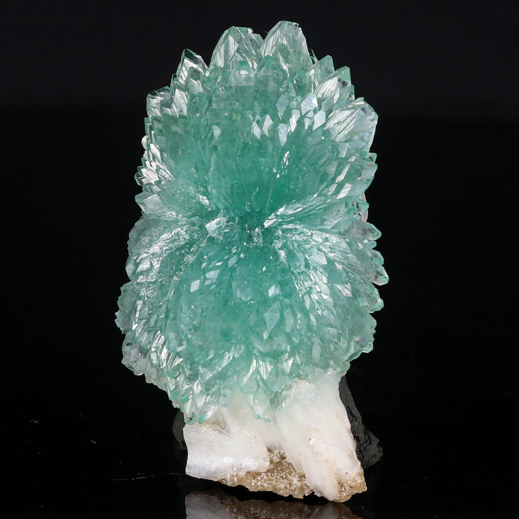 Green Apophyllite Bow with Stilbite Natural Mineral Specimen  # B 6843