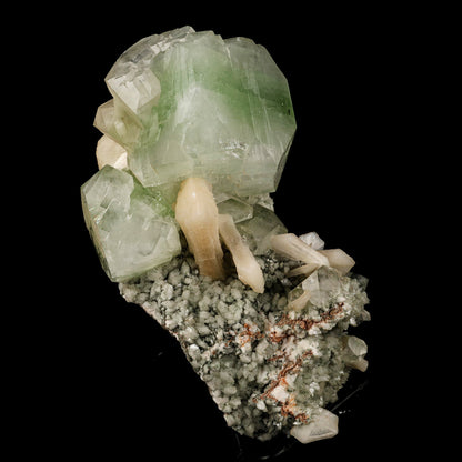 Green Apophyllite Cube with Stilbite Natural Mineral Specimen # B 6243