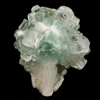 Green Apophyllite Disco Ball with Stilbite Natural Mineral Specimen # B 6535