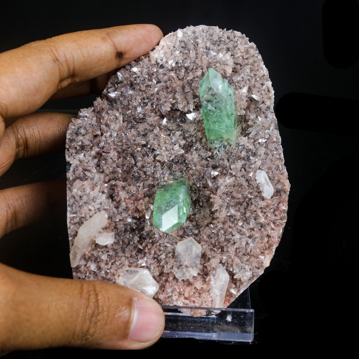 Green Apophyllite sharp terminated Natural Mineral Specimen # B 7046
