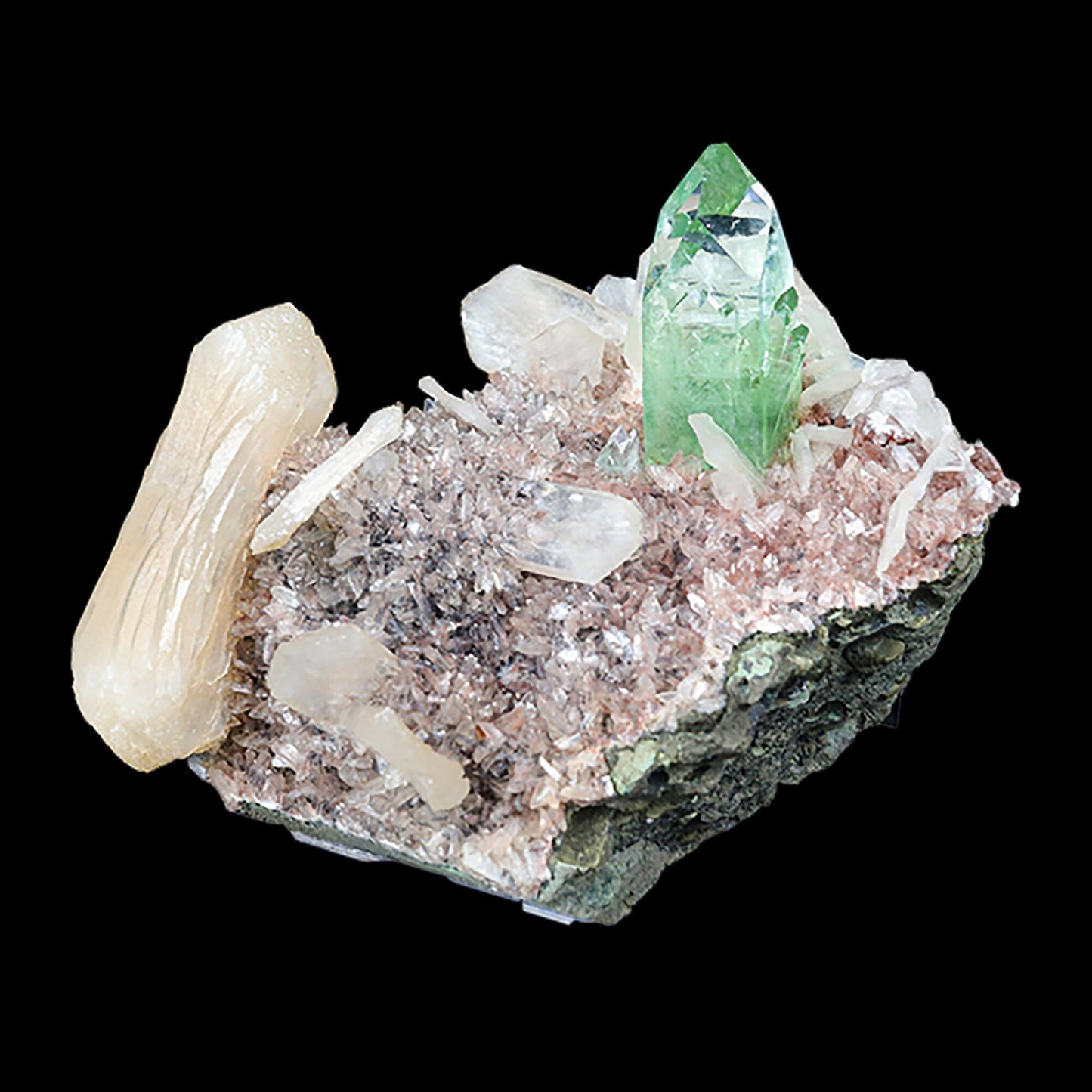 Green Apophyllite sharp terminated Natural Mineral Specimen # B 7051