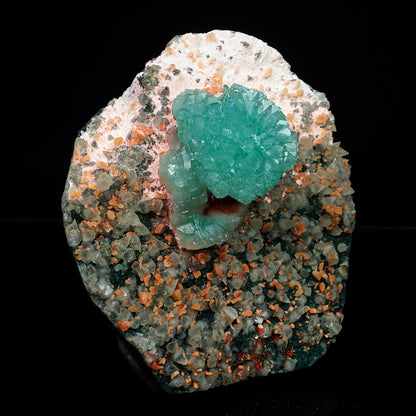 Green Apophyllite with Calcite Free standing Natural Mineral Specimen #TC24-15