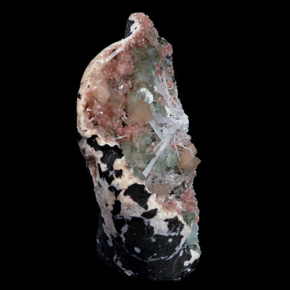 Green Apophyllite with Scolecite Sprays on Stilbite Natural Mineral Specimen  # B 4643