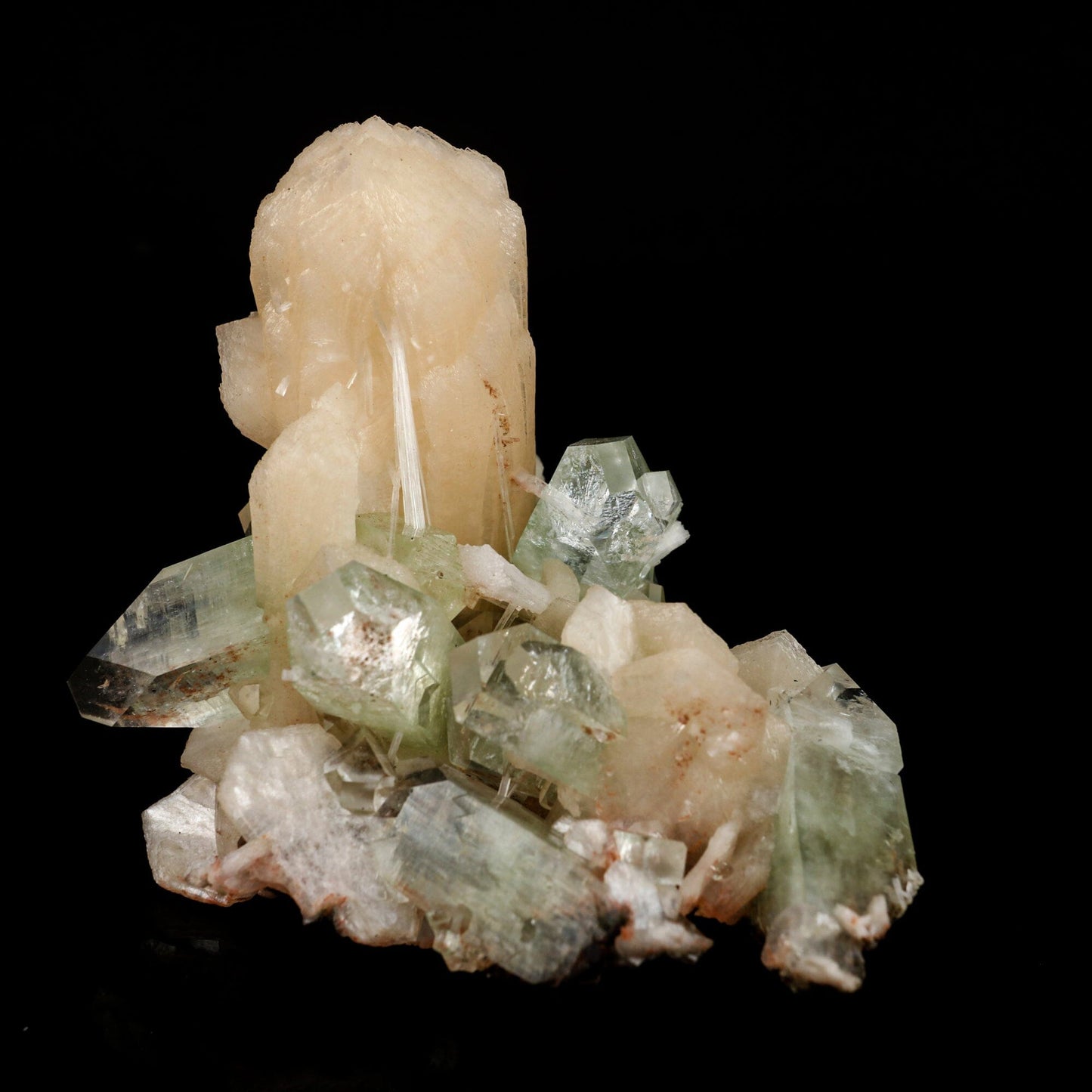Green Apophyllite with Stilbite Natural Mineral Specimen # B 6549