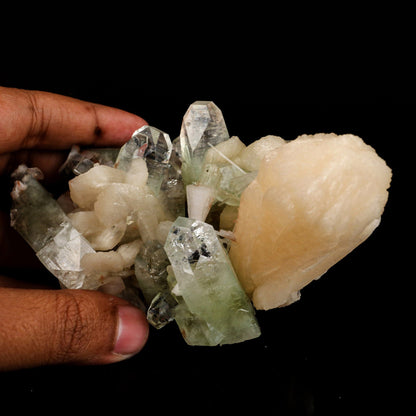 Green Apophyllite with Stilbite Natural Mineral Specimen # B 6549