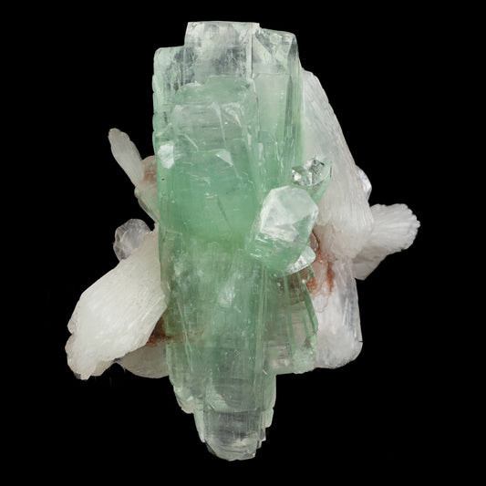 Green Apophyllite with Stilbite Natural Mineral Specimen # B 6575