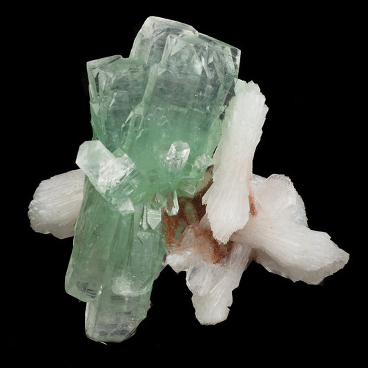 Green Apophyllite with Stilbite Natural Mineral Specimen # B 6575