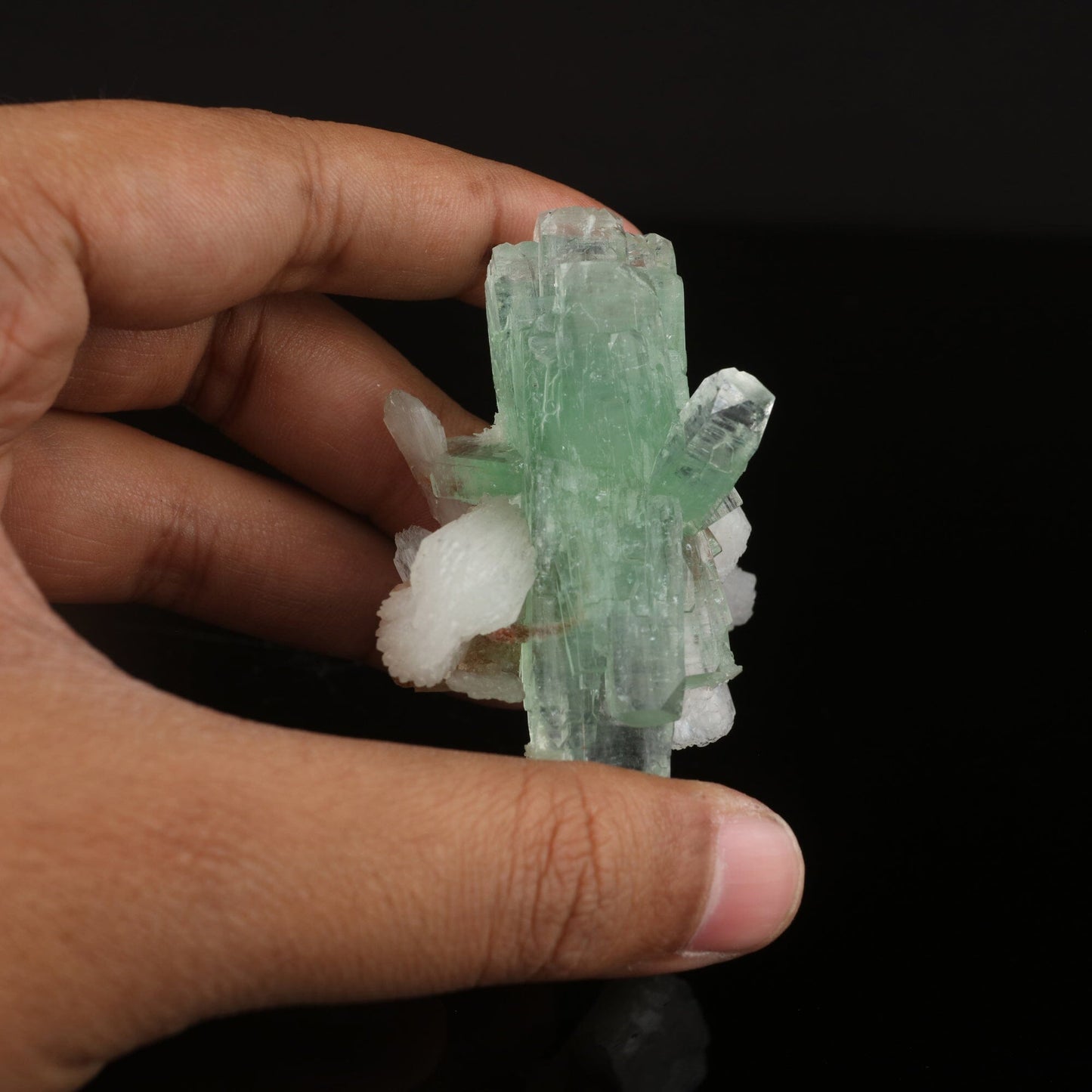 Green Apophyllite with Stilbite Natural Mineral Specimen # B 6575