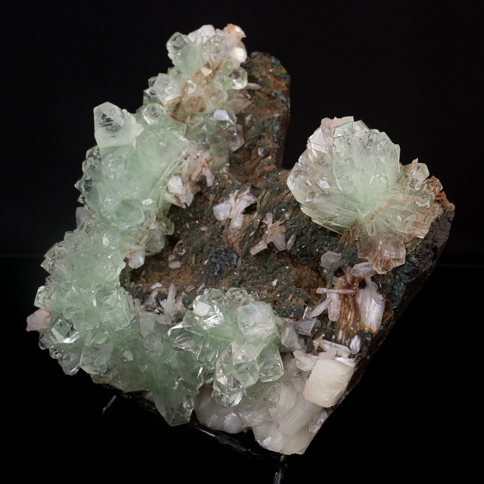 Green Apophyllite with Stilbite Natural Mineral Specimen # B 6726