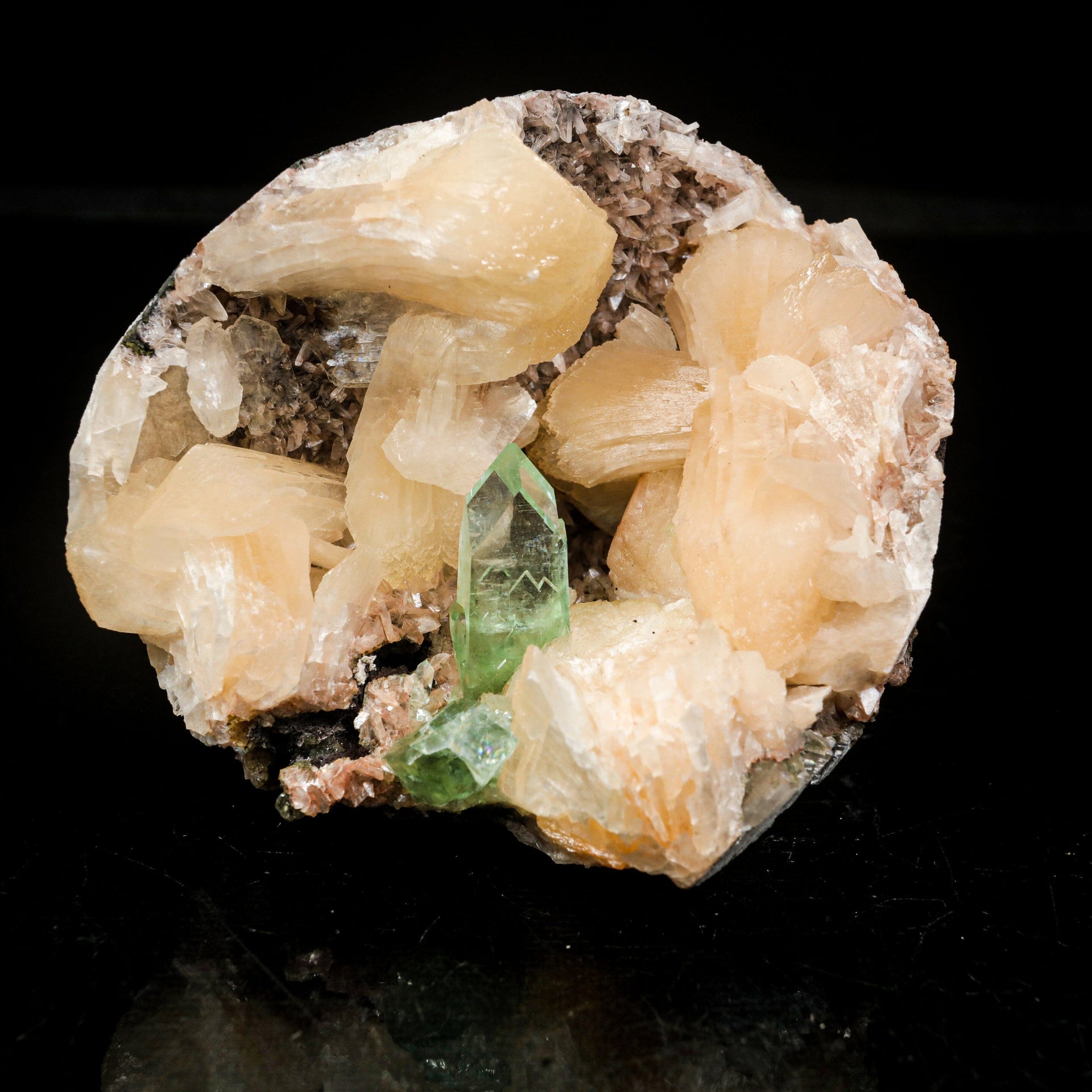 Green Apophyllite With Stilbite Natural Mineral Specimen # B 7057