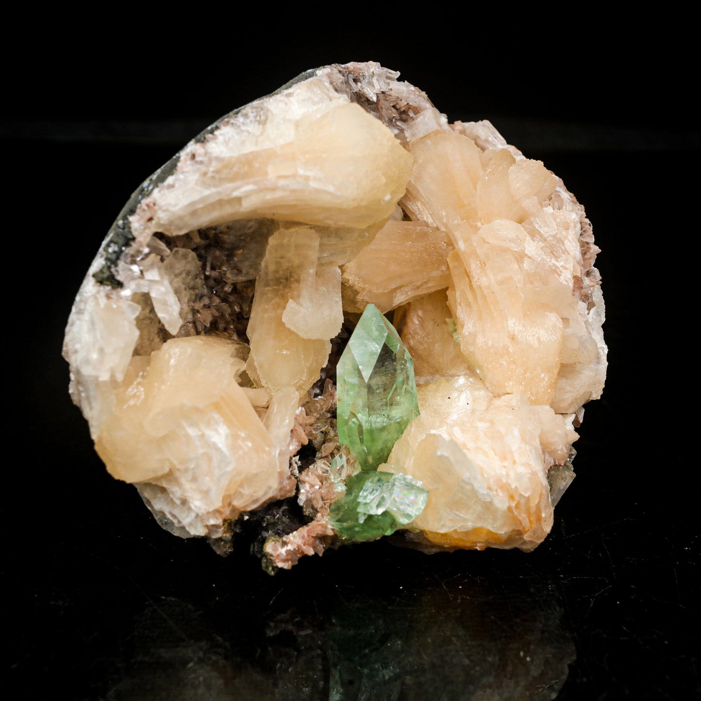 Green Apophyllite With Stilbite Natural Mineral Specimen # B 7057