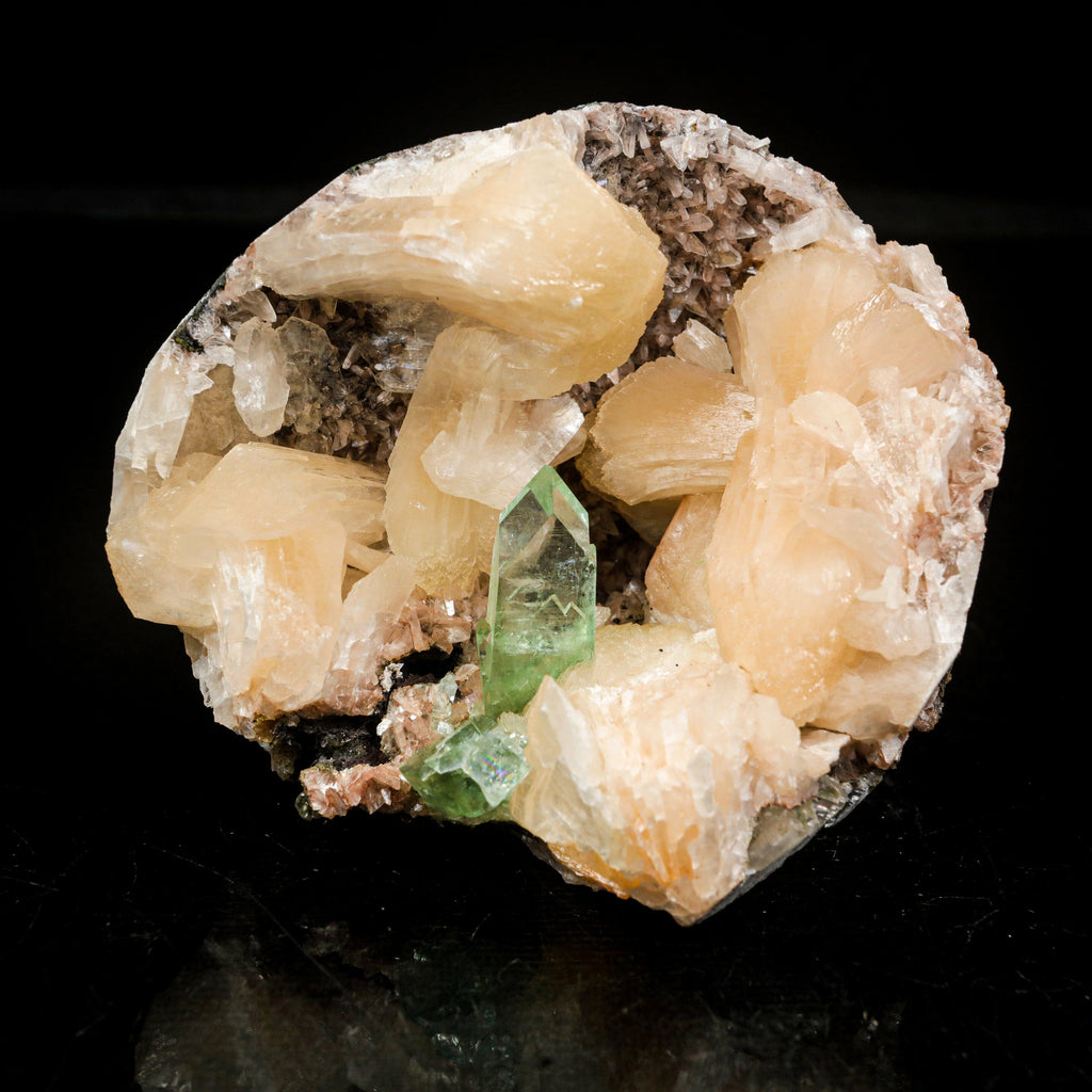 Green Apophyllite With Stilbite Natural Mineral Specimen # B 7057
