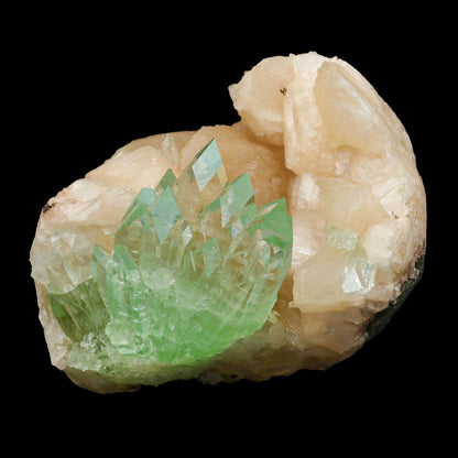 Green Apophyllite With Stilbite Natural Mineral Specimen # B 7059