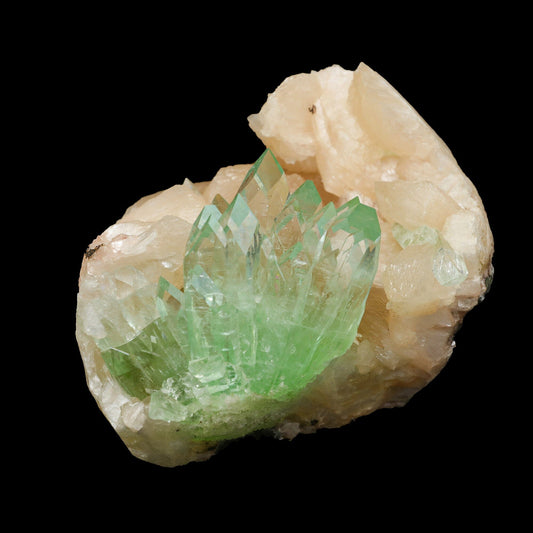 Green Apophyllite With Stilbite Natural Mineral Specimen # B 7059