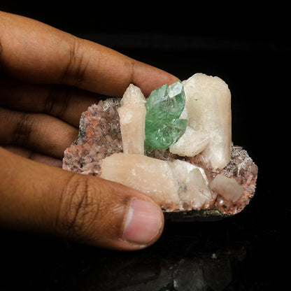 Green Apophyllite with Stilbite Natural Mineral Specimen