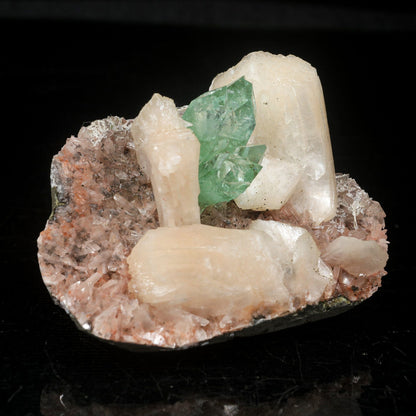 Green Apophyllite with Stilbite Natural Mineral Specimen