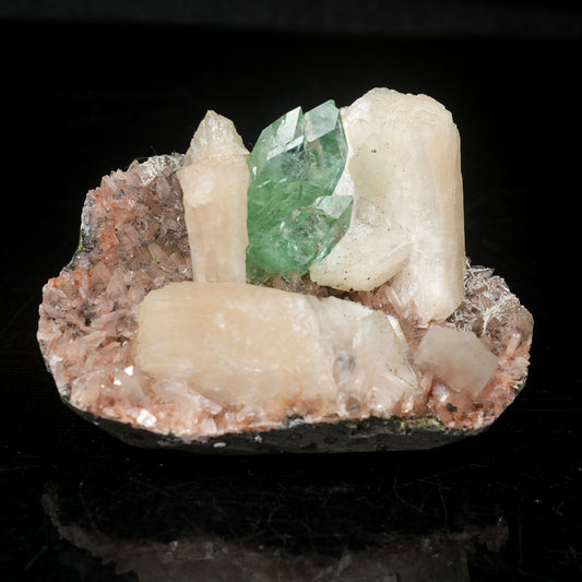 Green Apophyllite with Stilbite Natural Mineral Specimen