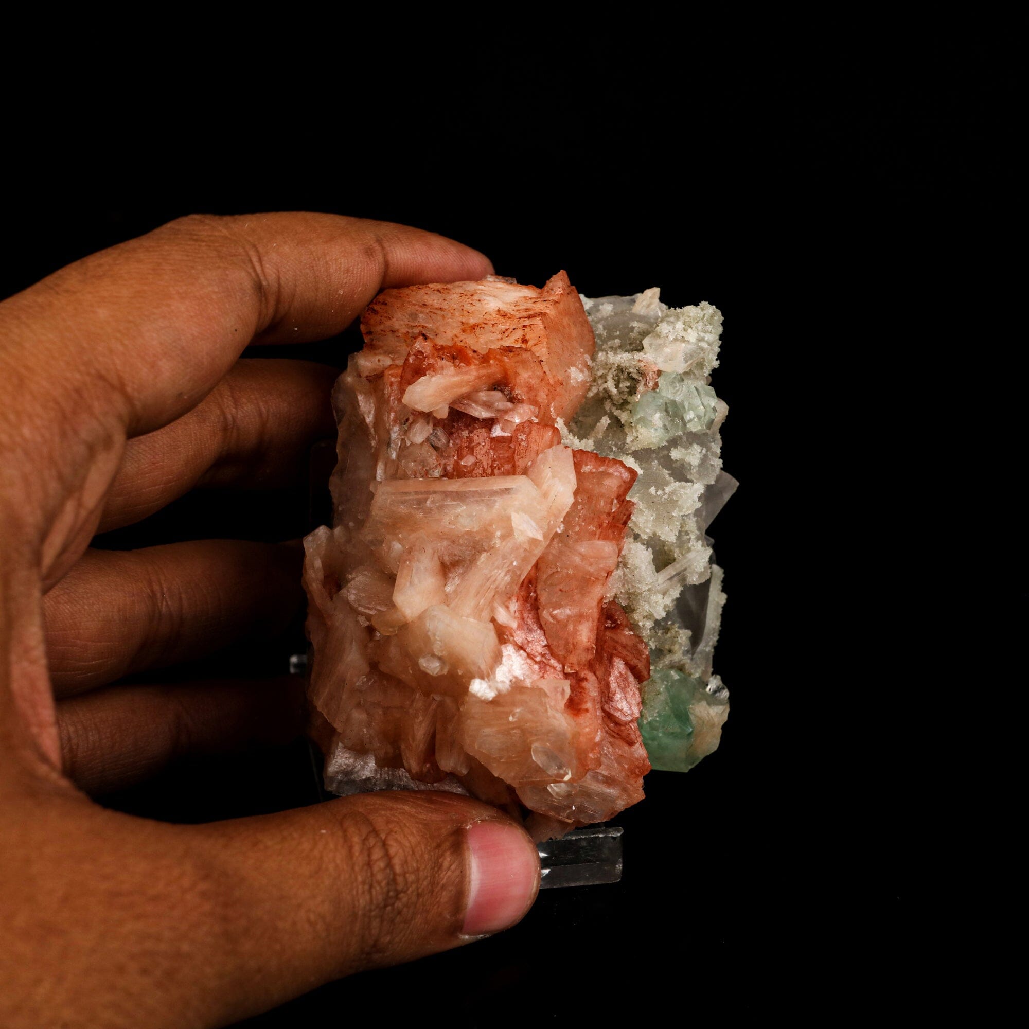 Heulandite Bow with Calcite and Apophyllite Natural Mineral Specimen # B 6538