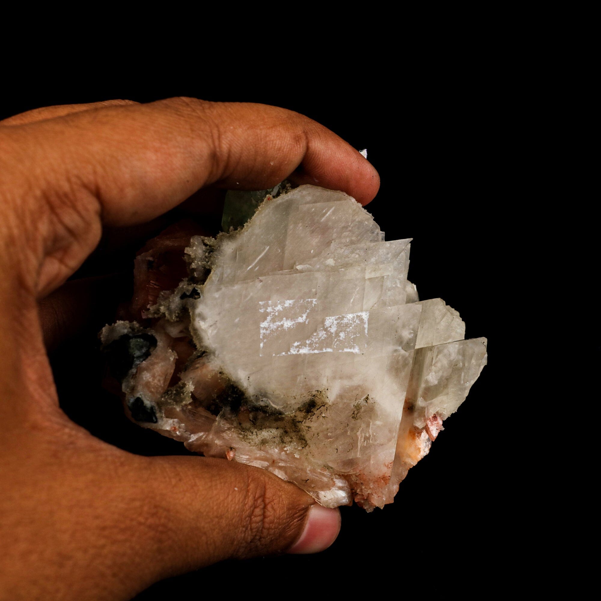 Heulandite Bow with Calcite and Apophyllite Natural Mineral Specimen # B 6538