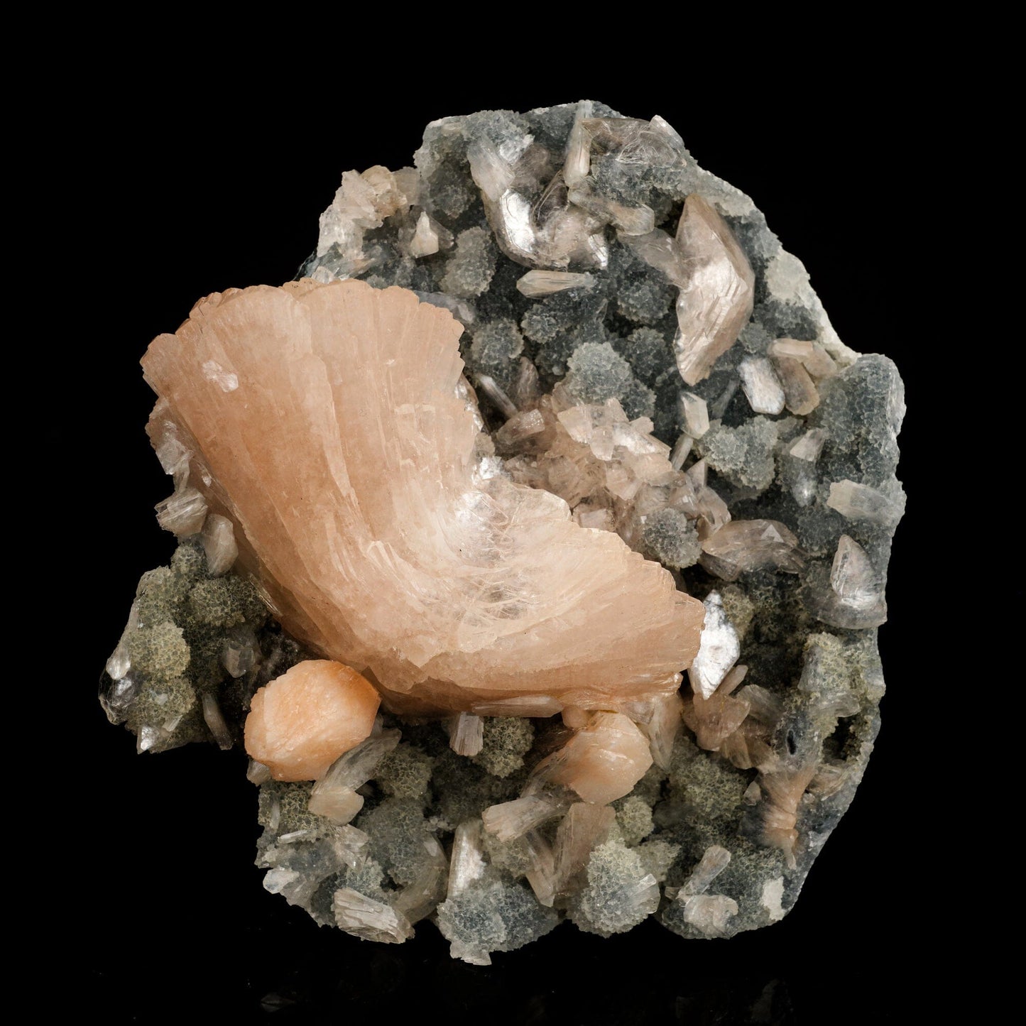 Heulandite Petals in Chalcedony geode Free Standing Natural Mineral Specimen # B 6611
