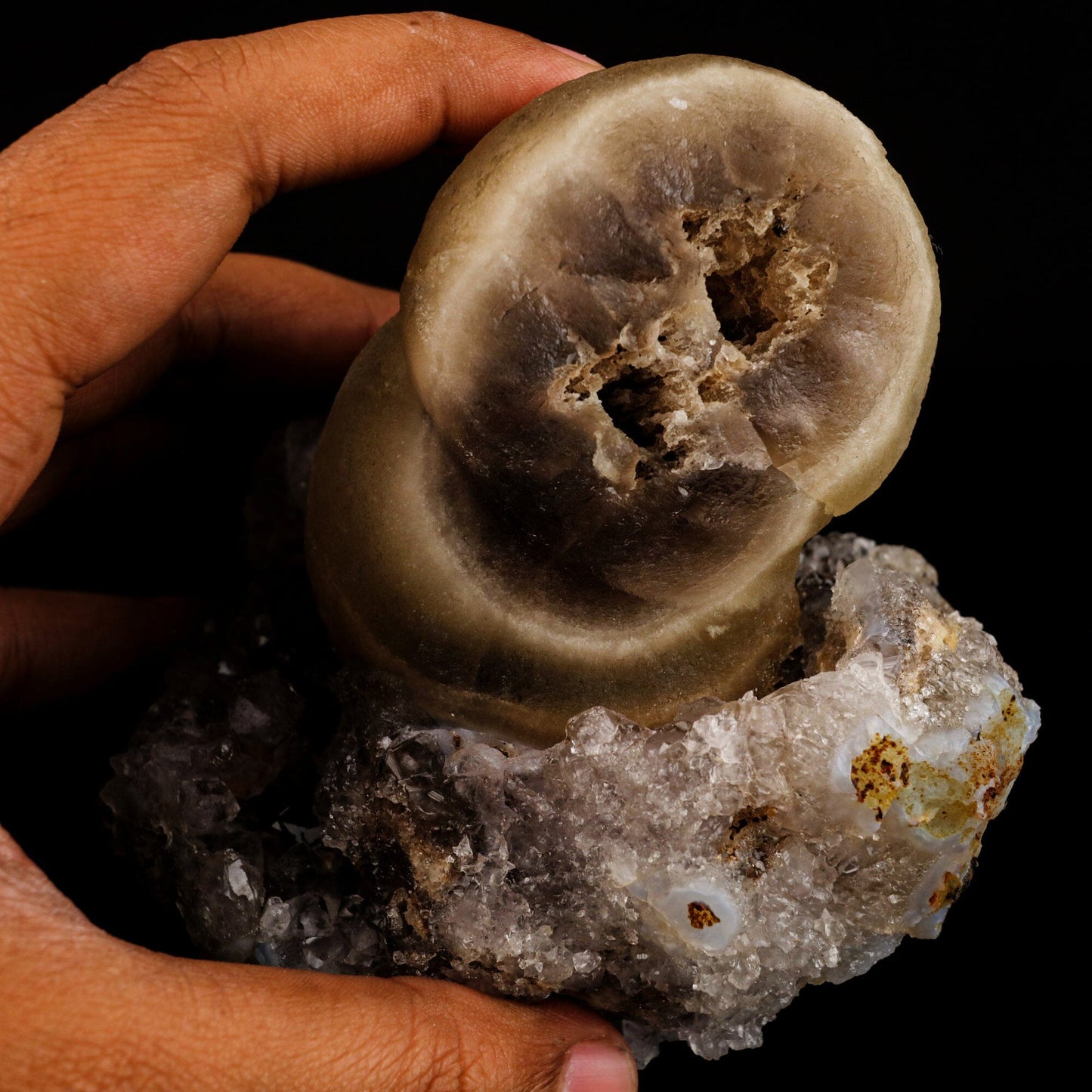 Huge Fluorite ball on Amethyst Natural Mineral Specimen # B 6556